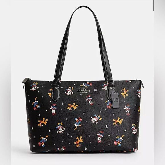 🔥🎁NWT! Coach Disney X Gallery Tote With Holiday Print Msrp:$398.00 - Picture 2 of 8